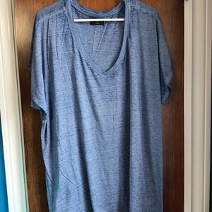 Lane Bryant Heathered Blue V-Neck Tee